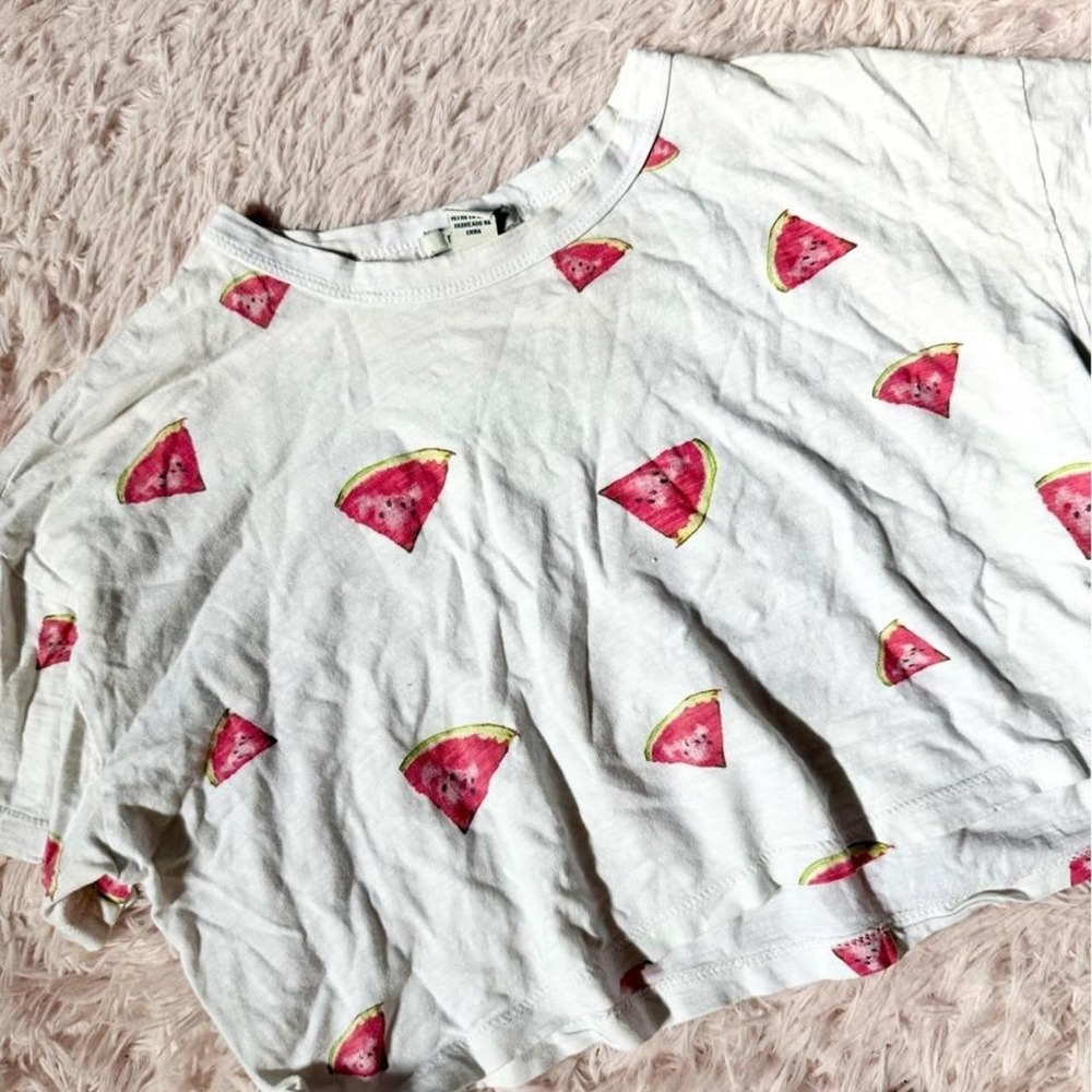 Fruity Watermelon Quirky Eclectic Colorful Crop Top Womens S Summer Picnic BBQ‎